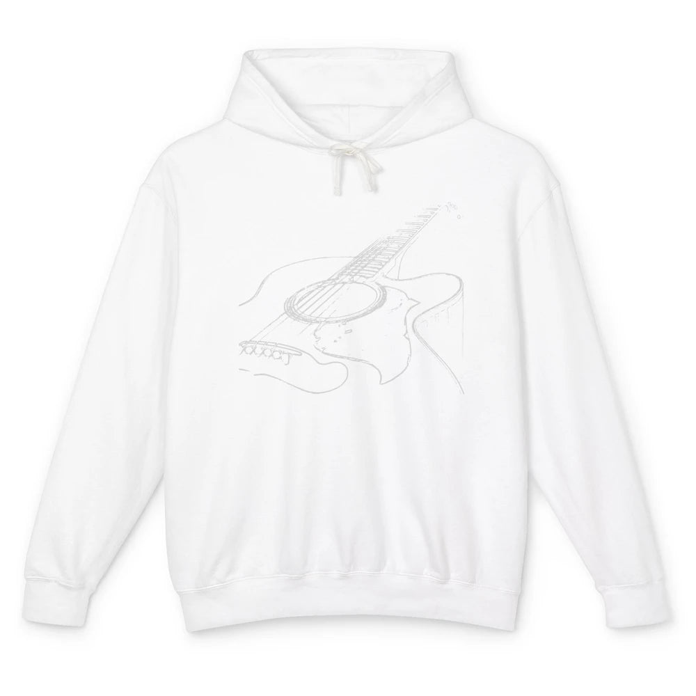 Retro Acoustic Guitar Guitarist Musician Music Lovers Gift Unisex Lightweight Hoodie