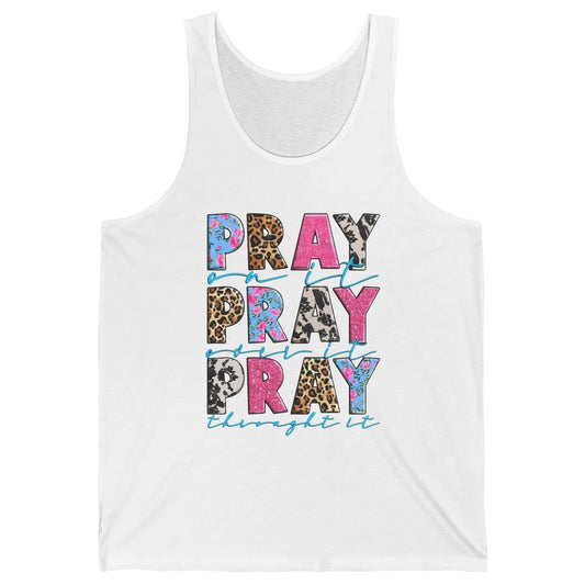 Floral Jesus Cross Pray On It Over It Christian Religious Unisex Jersey Tank