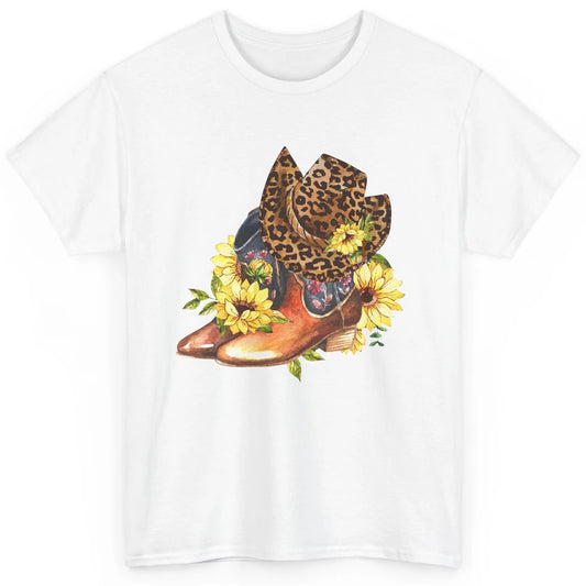 Retro Leopard Cowboy Boots Let's Go Girls Western Cowgirls Classic Unisex T-Shirt