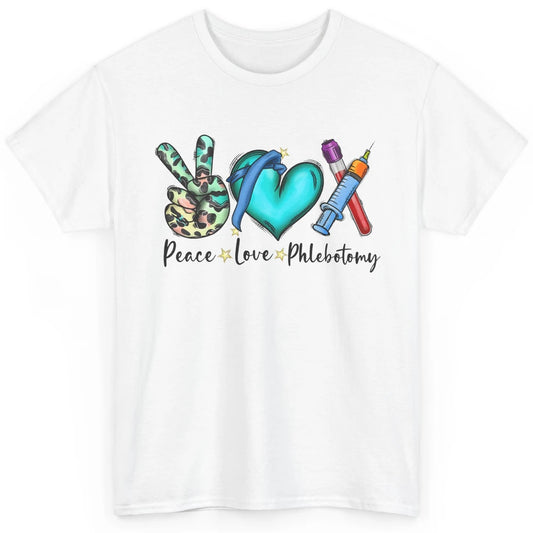Phlebotomist Life Peace Love Phlebotomy Leopard Nurse Life Classic Unisex T-Shirt