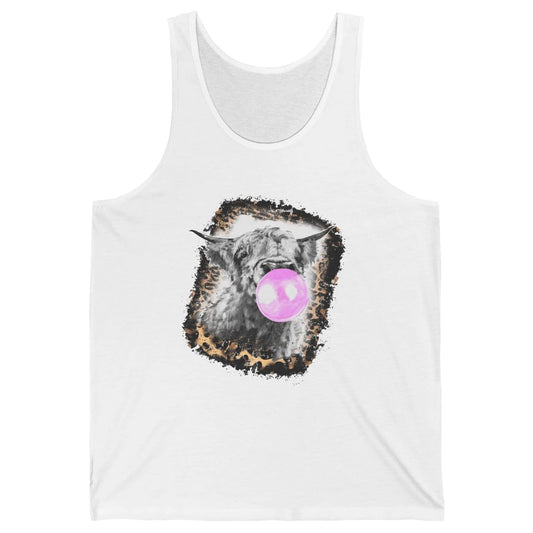 Retro Highland Cow Leopard Bubble Gum Western Farm Animals Unisex Jersey Tank