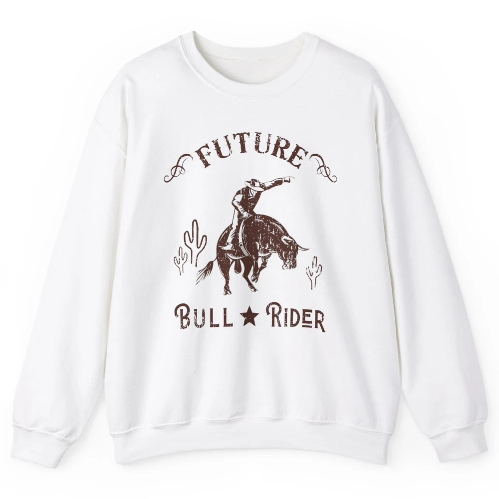Retro Future Bull Rider Cowboy Western Country Cactus Riding Unisex Crewneck Sweatshirt