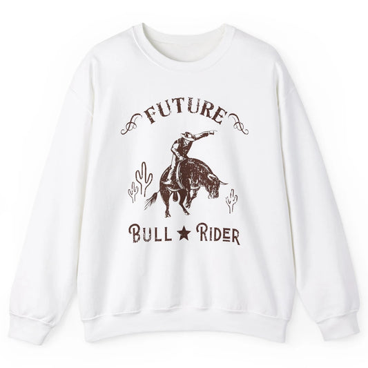 Retro Future Bull Rider Cowboy Western Country Cactus Riding Unisex Crewneck Sweatshirt