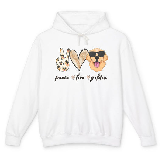 Peace Love Golden Dog Lover Golden Retriever Dad Mom Gift Unisex Lightweight Hoodie
