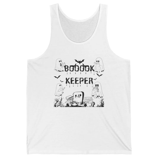 Ghost Reading Bookkeeper Librarian Halloween Book Lover Gift Unisex Jersey Tank