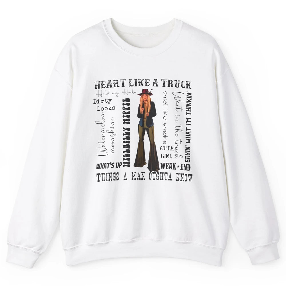 Retro Cowgirl He Said Wait In The Truck Western Country Unisex Crewneck Sweatshirt