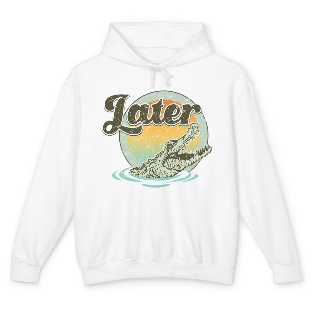 Retro Crocodile Later Take Sunset Nature Lazy Crocodile Gift Unisex Lightweight Hoodie