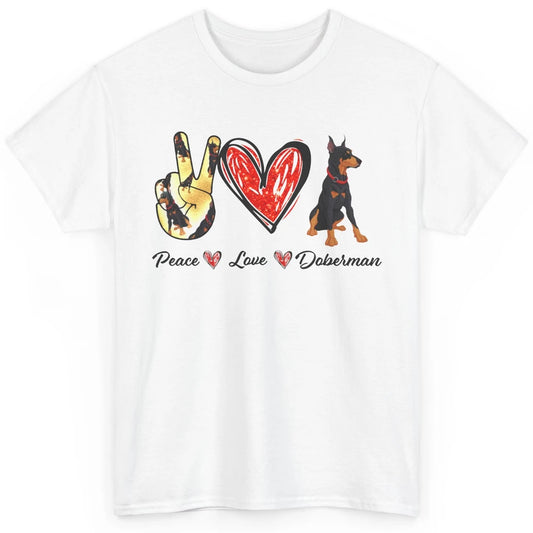 Peace Love Doberman Doberman Mom Dog Lovers Gift Classic Unisex T-Shirt