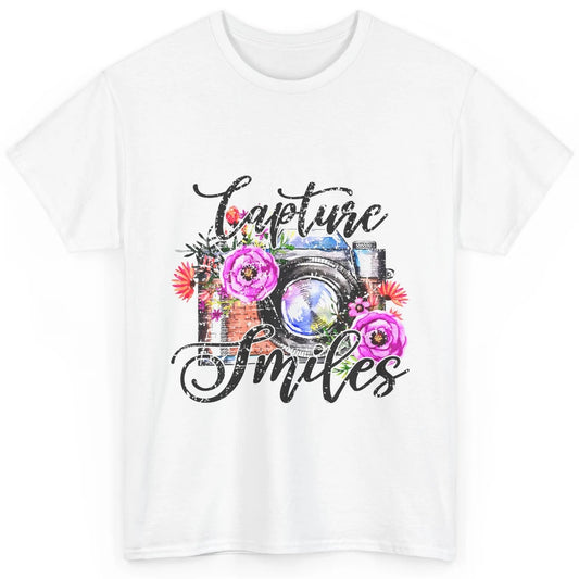 Photography Day Capture Smiles Retro Floral Camera Traveller Classic Unisex T-Shirt