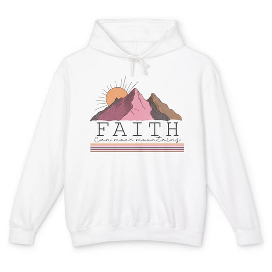 Faith Can Move Mountains Retro Christian Bible Verse Jesus Unisex Lightweight Hoodie