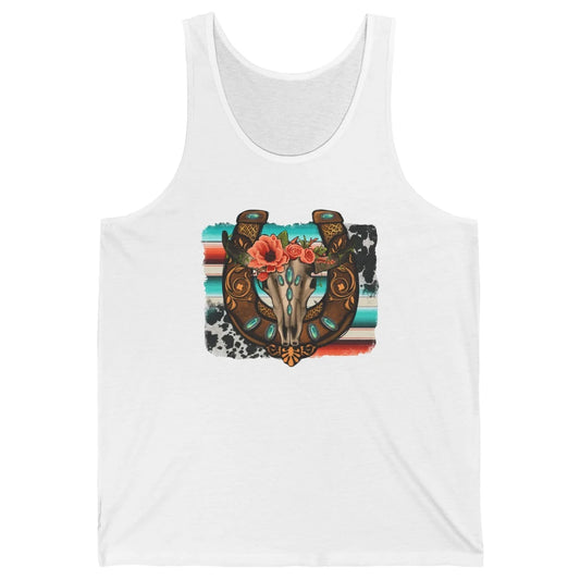 Leopard Bull Skull Horseshoe Rodeo Mom Western Cowgirl Unisex Jersey Tank