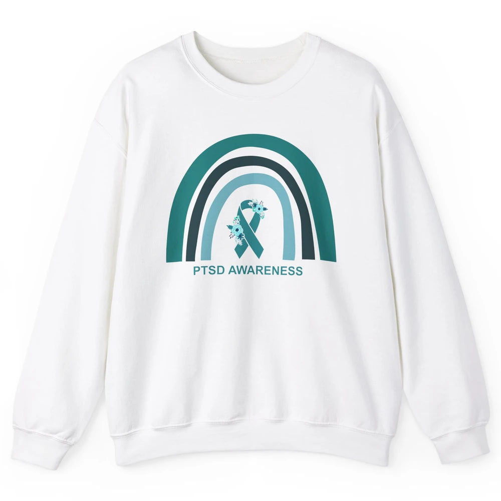 Post-traumatic Stress Disorder Awareness PTSD Teal Ribbon Unisex Crewneck Sweatshirt