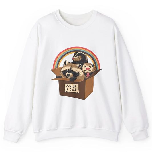 Retro Adopt A Cat Raccoon Panda Skunk Possum Adoption Street Unisex Crewneck Sweatshirt