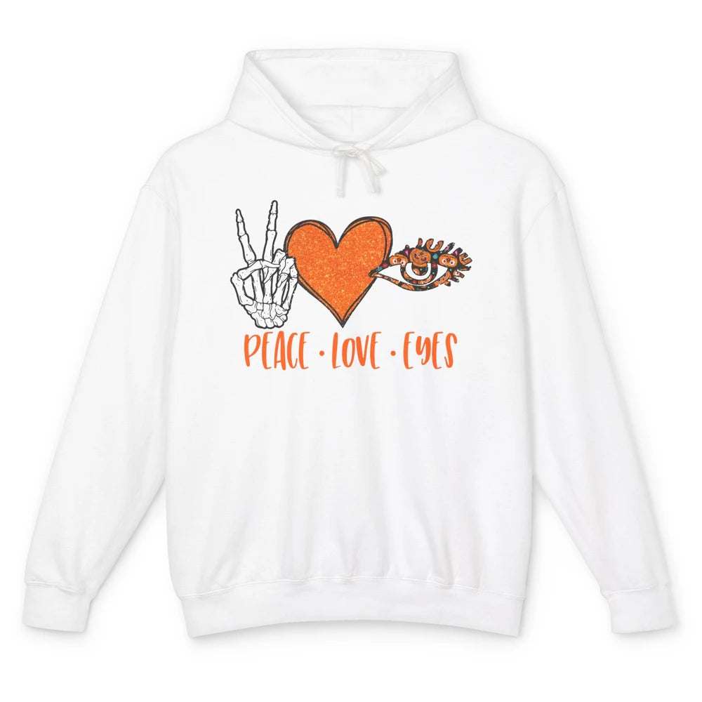 Optician Halloween Peace Love Eyes Optometrist Pumpkin Gift Unisex Lightweight Hoodie