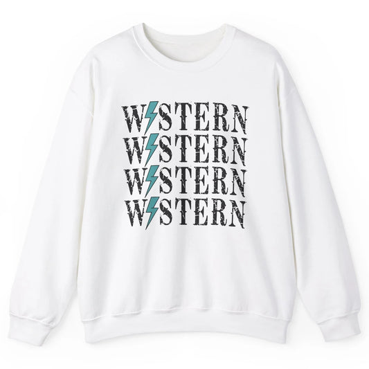 Retro Cowboy Lightning Bolt Western Country Cowgirl Gift Unisex Crewneck Sweatshirt
