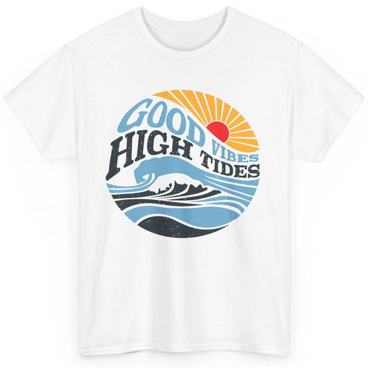 Retro Rainbow Sunrise Good Vibes High Tides Positive Vibes Classic Unisex T-Shirt