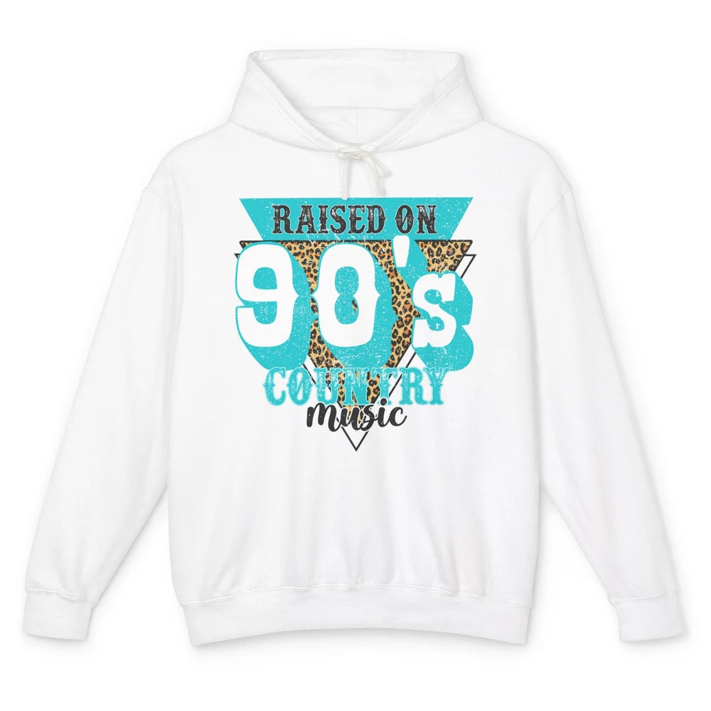 Retro Leopard Raised On 90s Country Music Western Cowgirl Unisex Lightweight Hoodie