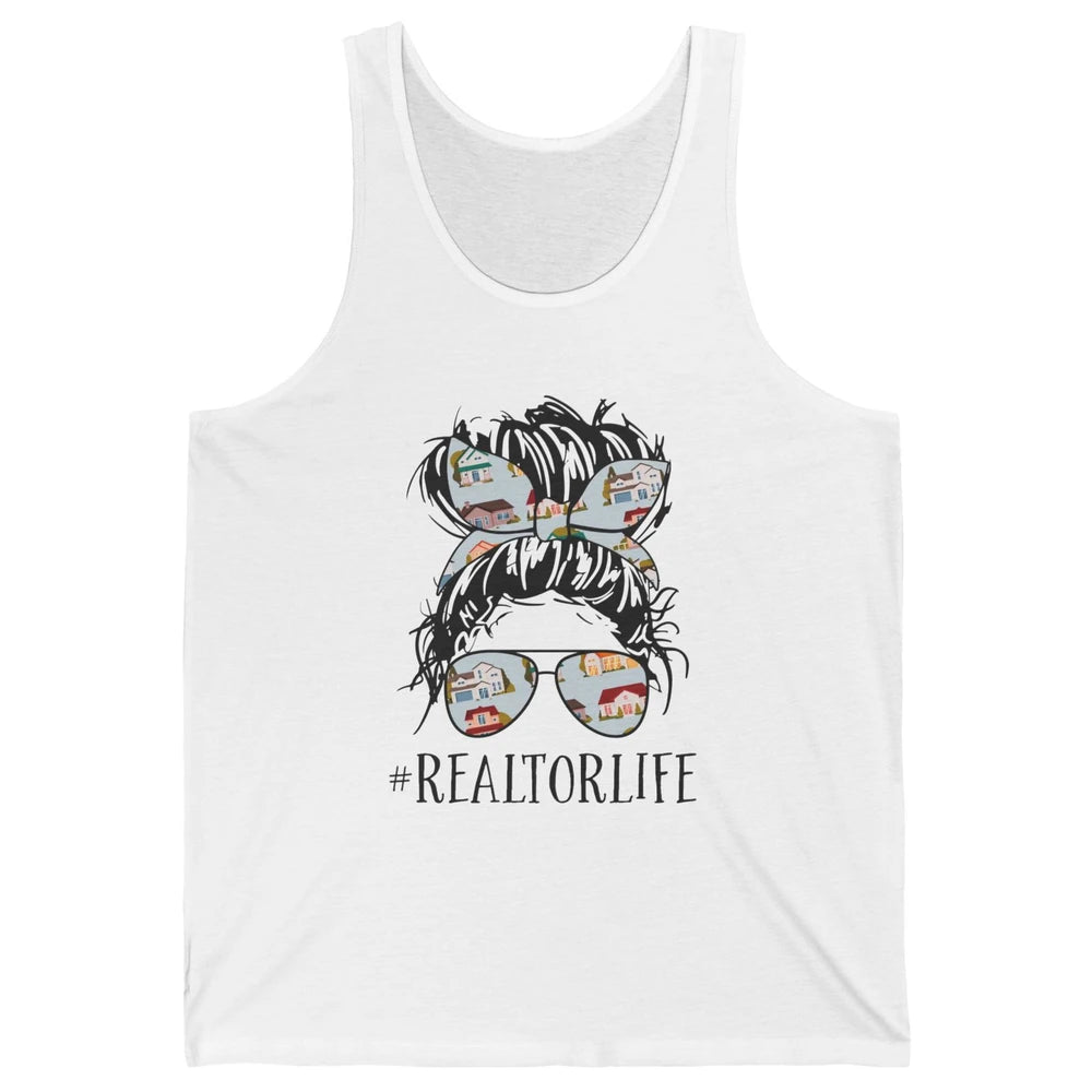 Realtor Life Messy Bun Real Estate Agent Housing Investment Unisex Jersey Tank