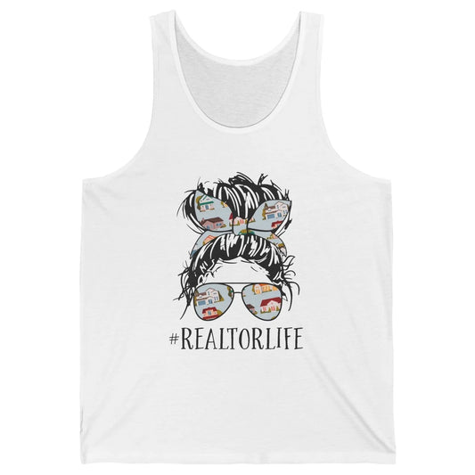 Realtor Life Messy Bun Real Estate Agent Housing Investment Unisex Jersey Tank