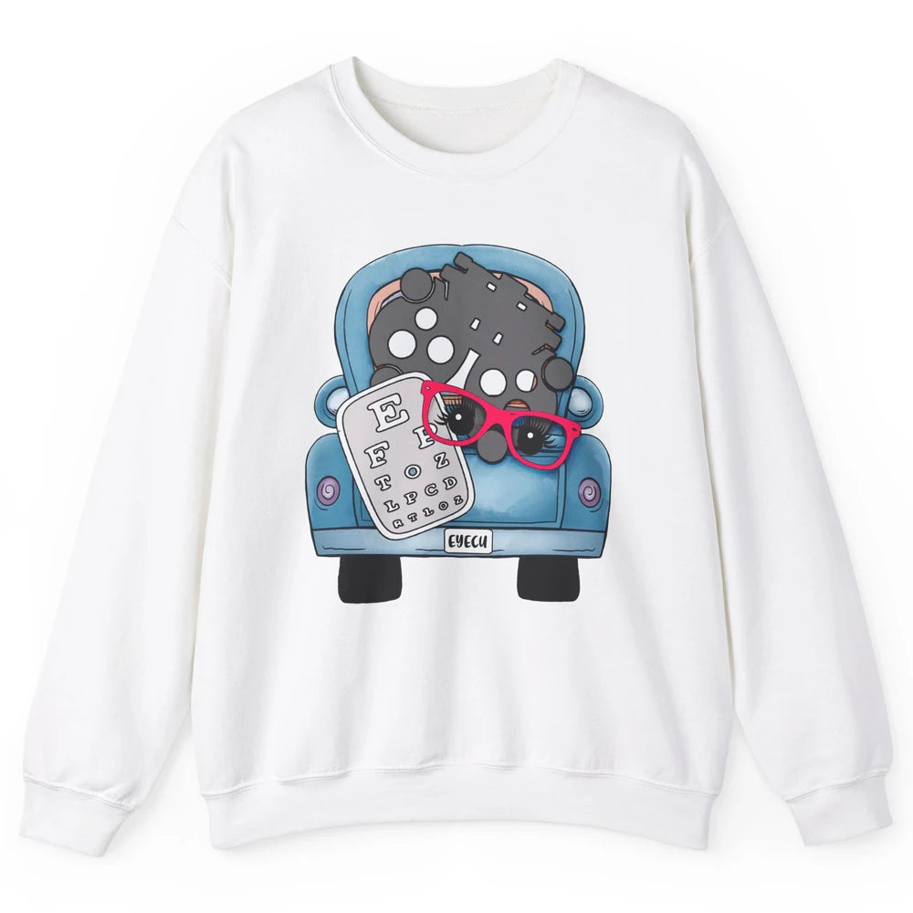 Optometry Ophthalmology Truck Eyechart Glasses Optometrist Unisex Crewneck Sweatshirt