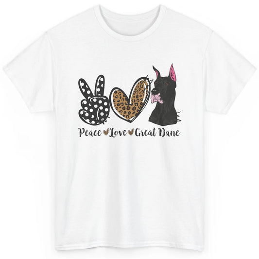 Peace Love Great Dane Dog Mom Dad Great Dane Lovers Leopard Classic Unisex T-Shirt