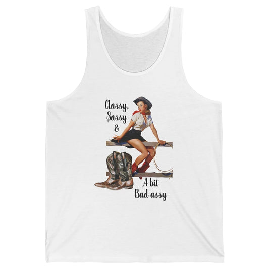 Retro Cowgirl Boots Classy Sassy Western Country Cowboy Gift Unisex Jersey Tank