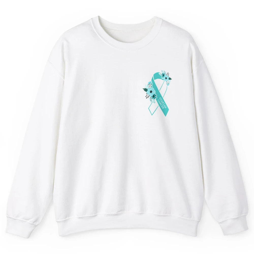 Ovarian Cancer Awareness Support Turquoise Ribbon Pocket Sz Unisex Crewneck Sweatshirt