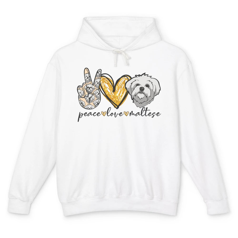 Peace Love Maltese Dog Maltese Dad Mom Mothers Fathers Day Unisex Lightweight Hoodie