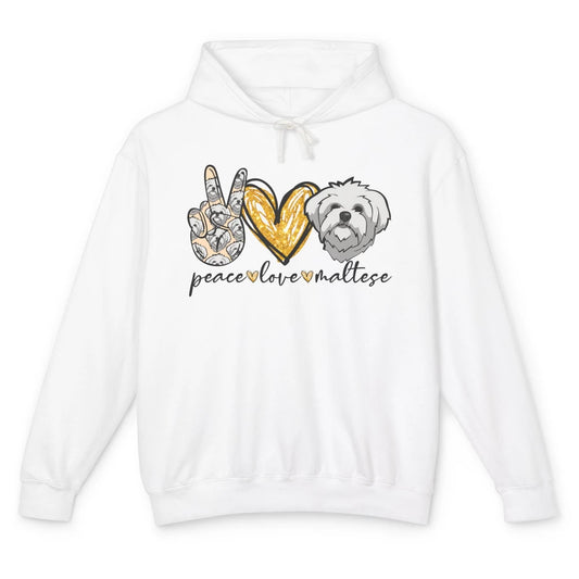 Peace Love Maltese Dog Maltese Dad Mom Mothers Fathers Day Unisex Lightweight Hoodie