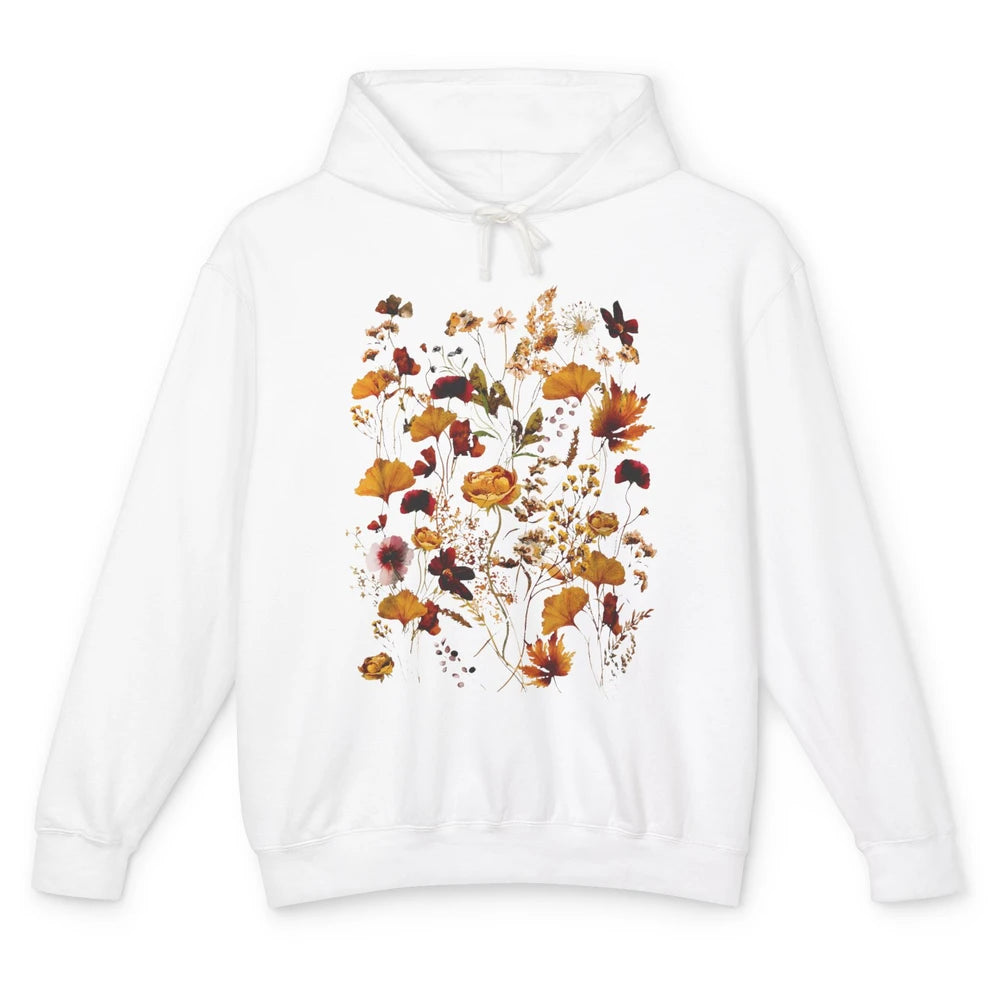 Pressed Flowers Plant Botanical Garden Wildflower Vintage Unisex Lightweight Hoodie
