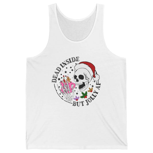 Christmas Skeleton Coffee Dead Inside But Jolly AF Christmas Unisex Jersey Tank