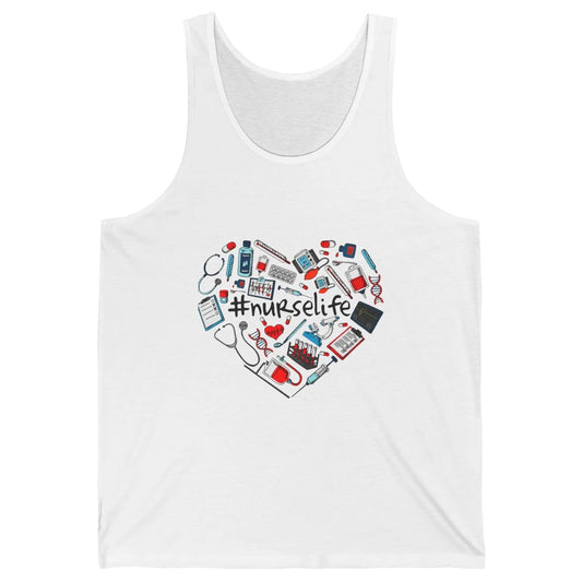 Nurse Life Stethoscope Heart Funny Nursing Love CNA Worker Unisex Jersey Tank