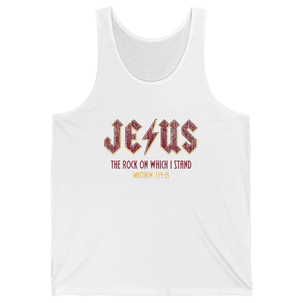 Retro Jesus The Rock On Which I Stand Faith Christian God Unisex Jersey Tank