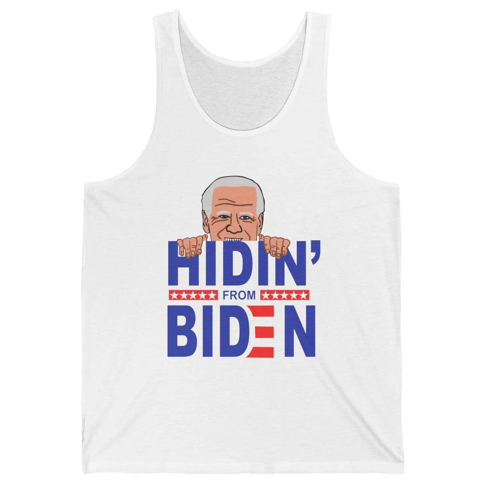 Retro Funny Joe Biden Hiding From Biden Anti Liberal US Flag Unisex Jersey Tank