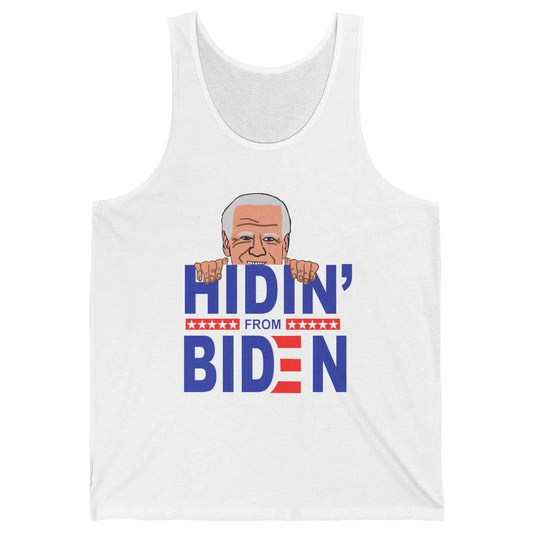 Retro Funny Joe Biden Hiding From Biden Anti Liberal US Flag Unisex Jersey Tank