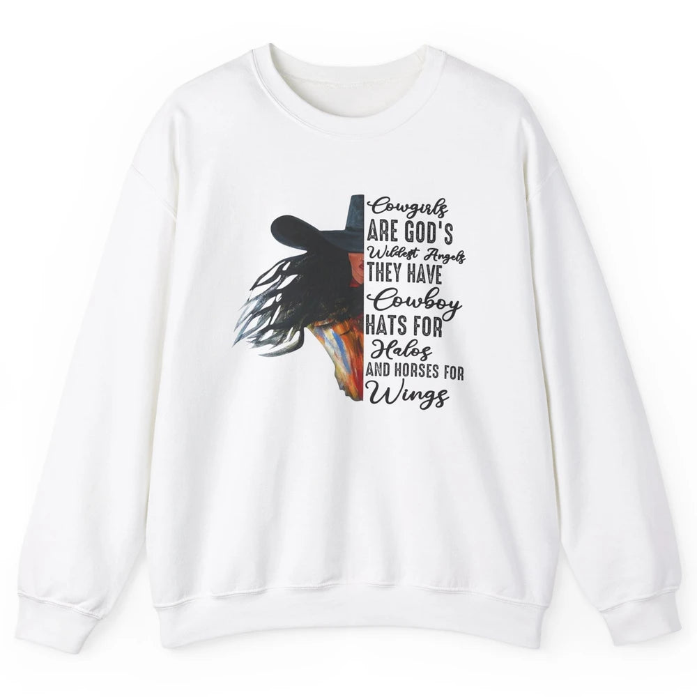 Retro Cowgirls Are God's Wildest Angel Western Country Rodeo Unisex Crewneck Sweatshirt