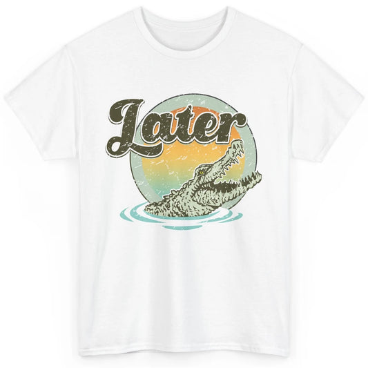 Retro Crocodile Later Take Sunset Nature Lazy Crocodile Gift Classic Unisex T-Shirt