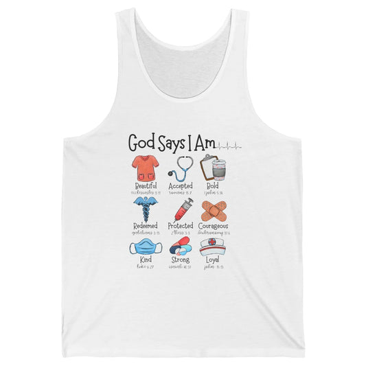 Nurse Christian God Says I Am Bible Verse Religious Western Unisex Jersey Tank