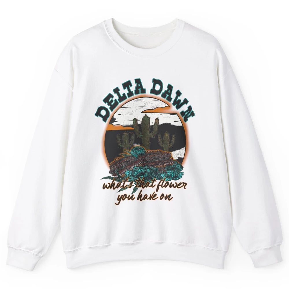 Retro Desert Night Delta Dawn What's That Flower Western Unisex Crewneck Sweatshirt