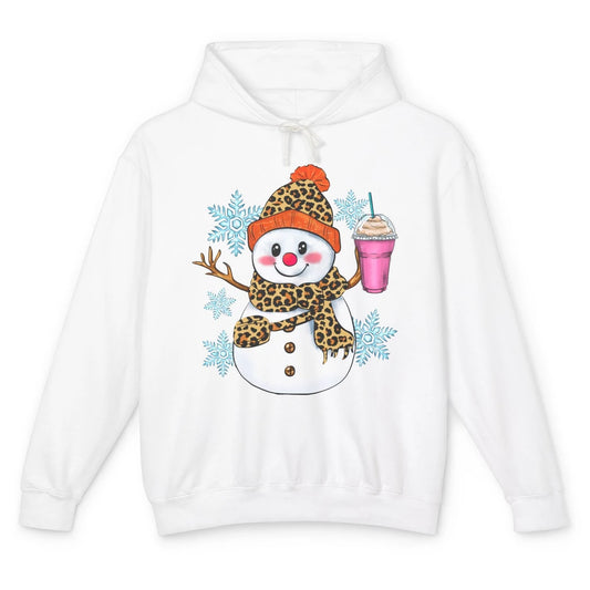 Retro Leopard Christmas Bougie Snowman Boojee Winter Holiday Unisex Lightweight Hoodie