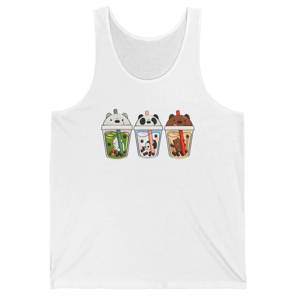 Panda Milk Tea Bears Milk Tea Animal Drinking Boba Lovers Unisex Jersey Tank
