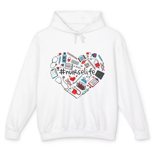 Nurse Life Stethoscope Heart Funny Nursing Love CNA Worker Unisex Lightweight Hoodie