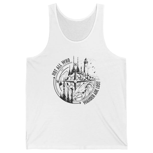 Retro Mountain Adventure Compass Not All Who Wander Are Lost Unisex Jersey Tank