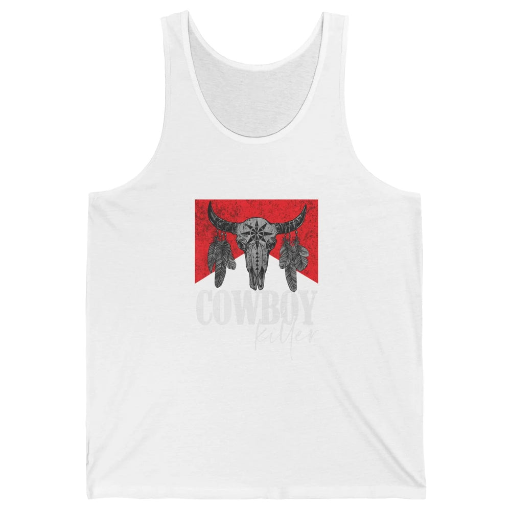 Retro Cow Skull Cowboy Killer Punchy Bull Western Country Unisex Jersey Tank