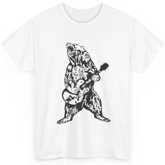 Retro Bear Playing Bass Guitar Bear Guitarist Musician Gift Classic Unisex T-Shirt