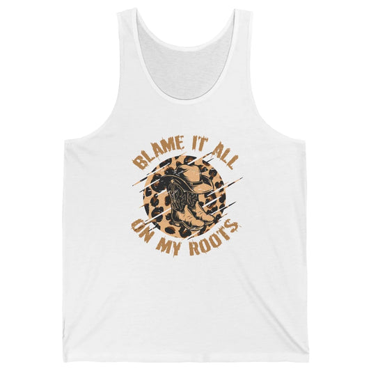 Retro Leopard Cowboy Boots Blame It On My Roots Western Girl Unisex Jersey Tank