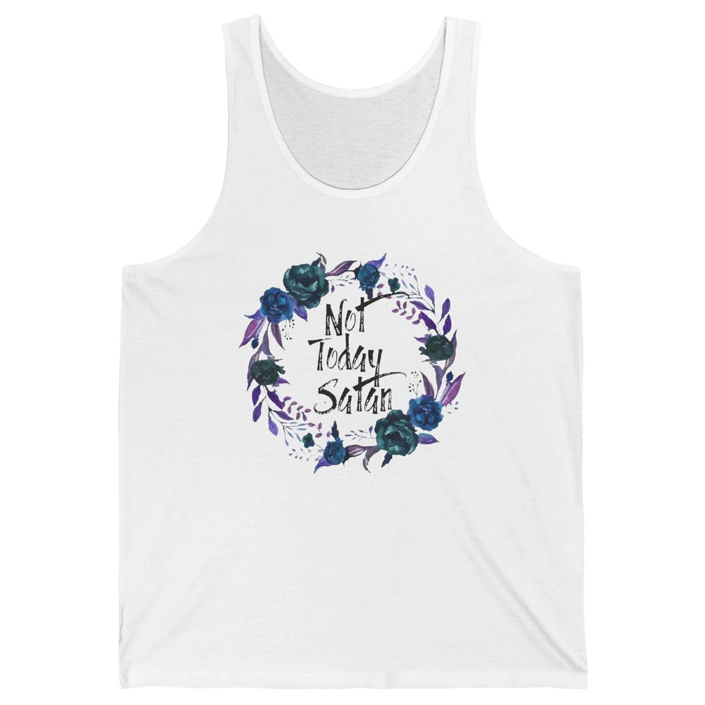Retro Floral Not Today Satan Jesus Cross Christian Religious Unisex Jersey Tank