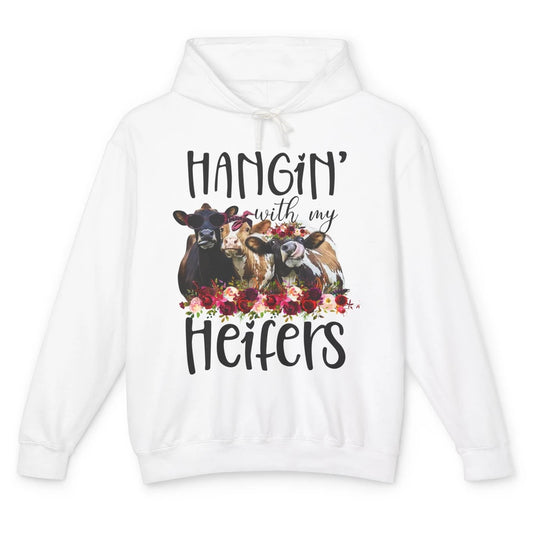 Funny Floral Heifer Hanging With My Heifer Cow Castle Farmer Unisex Lightweight Hoodie