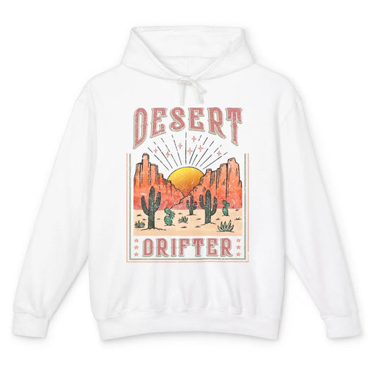 Retro Desert Cactus Sunset Desert Drifter Western Country Unisex Lightweight Hoodie