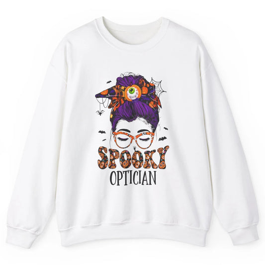 Optician Messy Hair Bun Eye Glasses Halloween Spooky Season Unisex Crewneck Sweatshirt